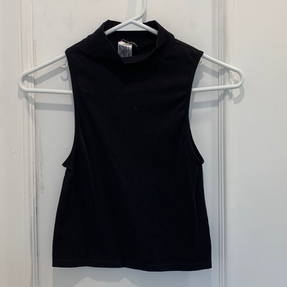 Zara Tops - Zara Black Cropped Mock Neck Top Size L